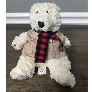 Mary Meyer Polar Bear Plush Toy Beige Vest Red Plaid Scarf Kids